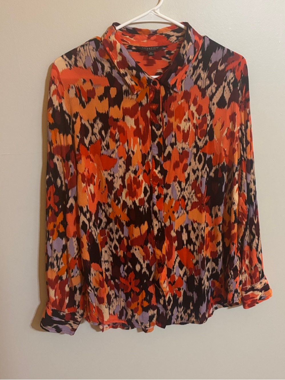 Liverpool Los Angelas Women’s Orange Multi Floral Button-Down Blouse